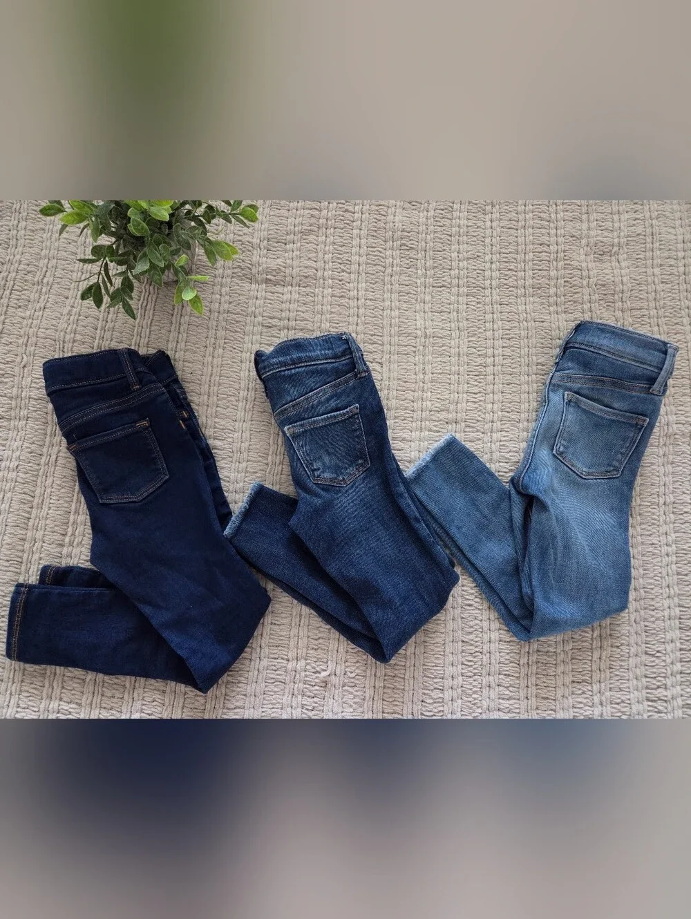 Old Navy Kids Skinny Jeans Trio in Dark Blue, Medium Blue, Light Blue